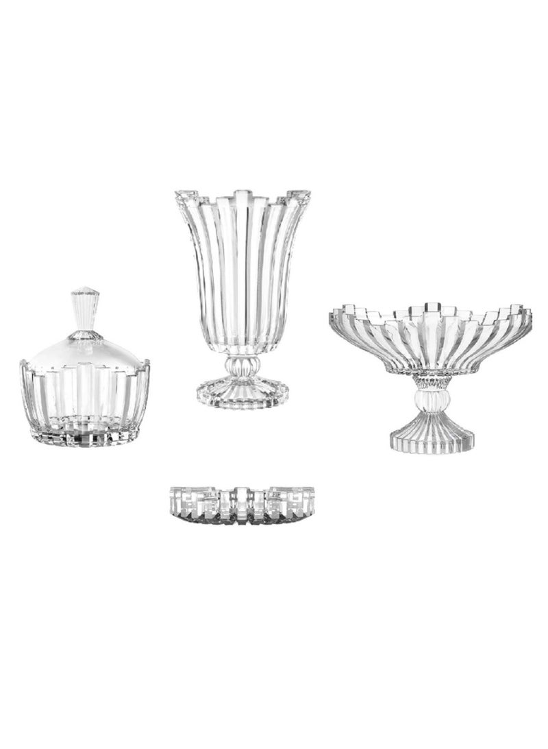 Set of 4 glass pieces vase, bonbonierre, ash tray and big serving plate home decor gift - Image 1