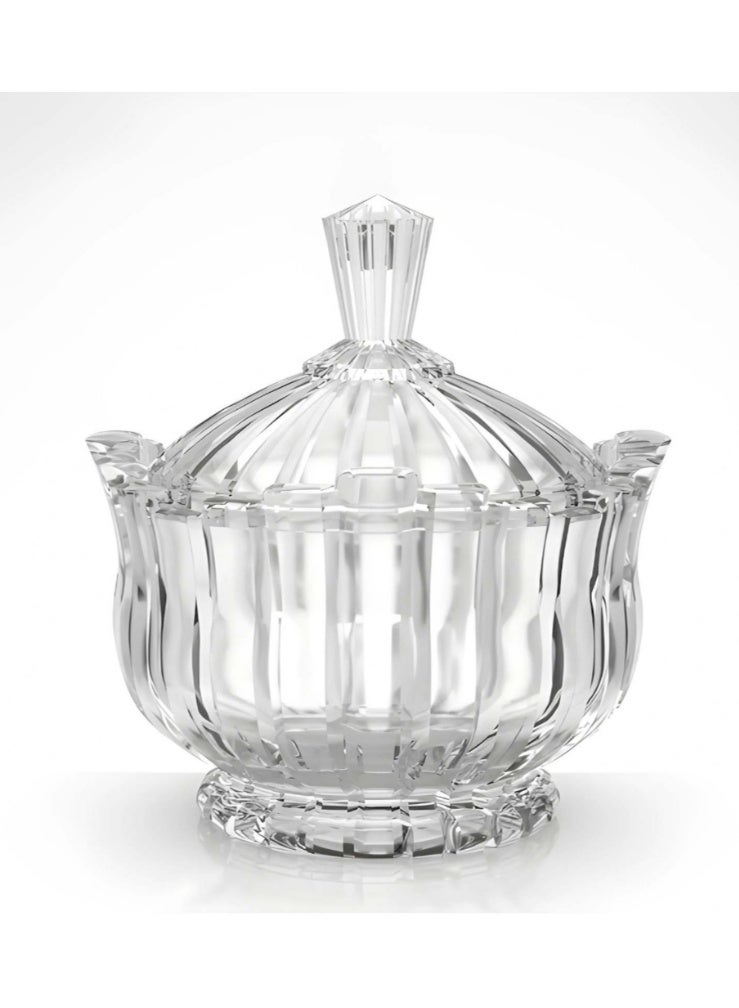 Set of 4 glass pieces vase, bonbonierre, ash tray and big serving plate home decor gift - Image 5