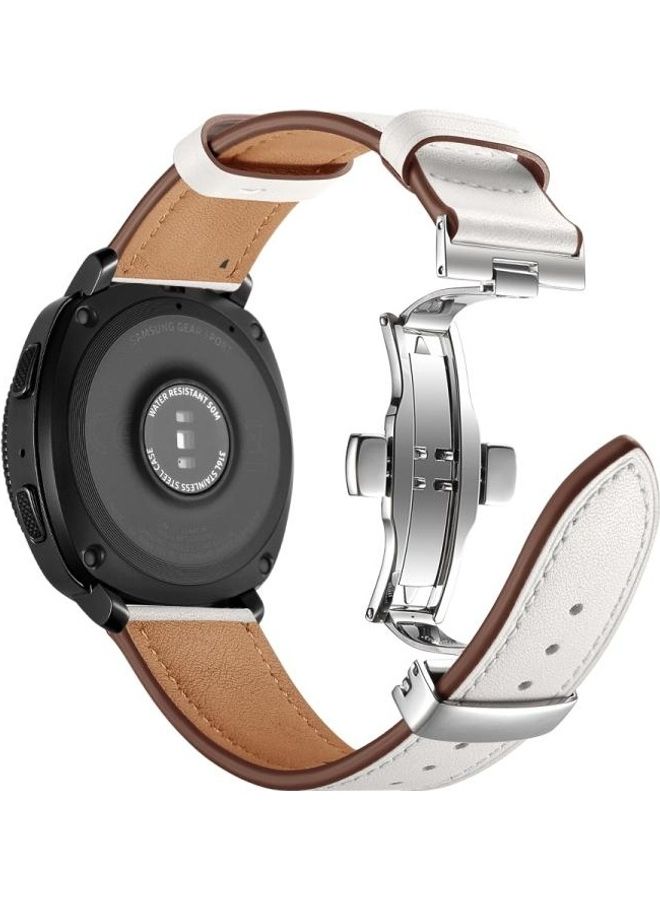 Leather erfly Buckle Strap 22mm For Huawei Watch GT2e / GT2 46mm White - Image 1