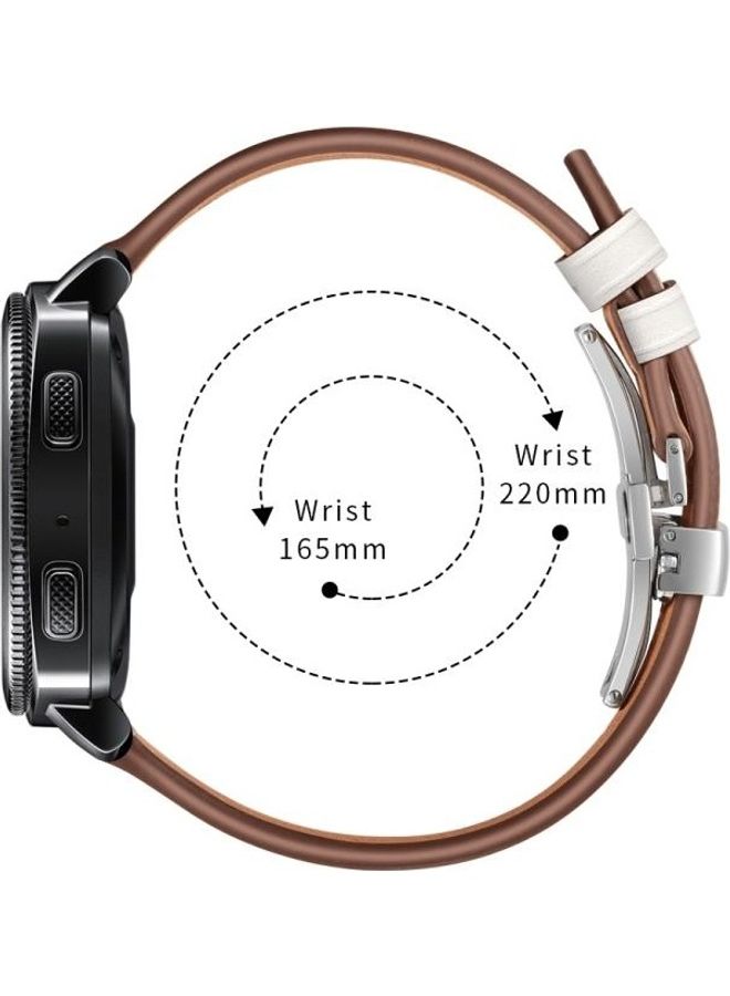 Leather erfly Buckle Strap 22mm For Huawei Watch GT2e / GT2 46mm White - Image 3