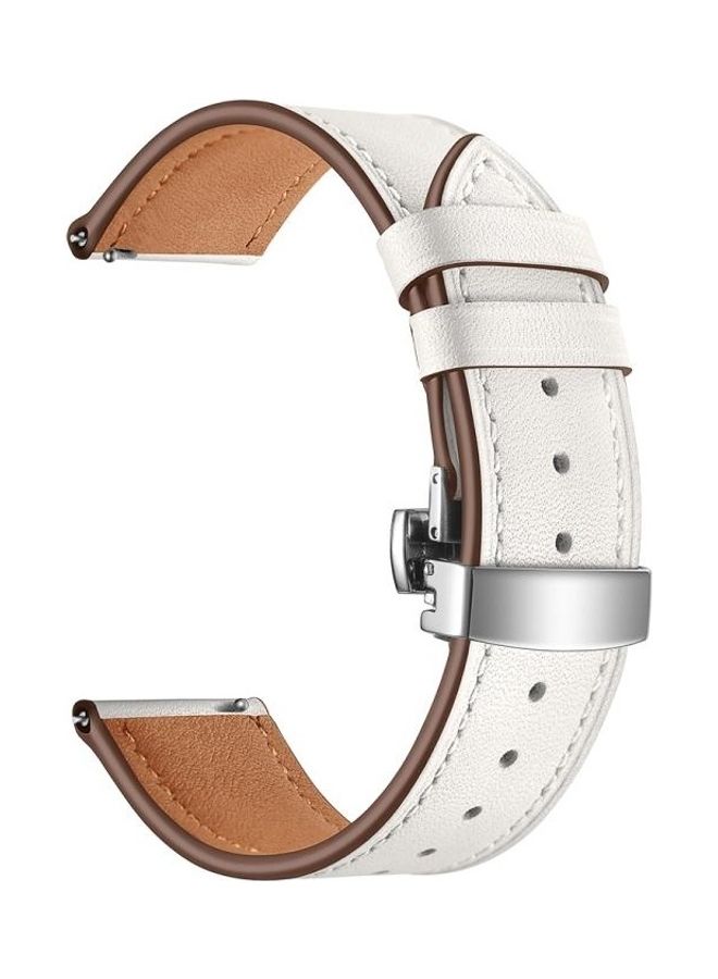 Leather erfly Buckle Strap 22mm For Huawei Watch GT2e / GT2 46mm White - Image 4