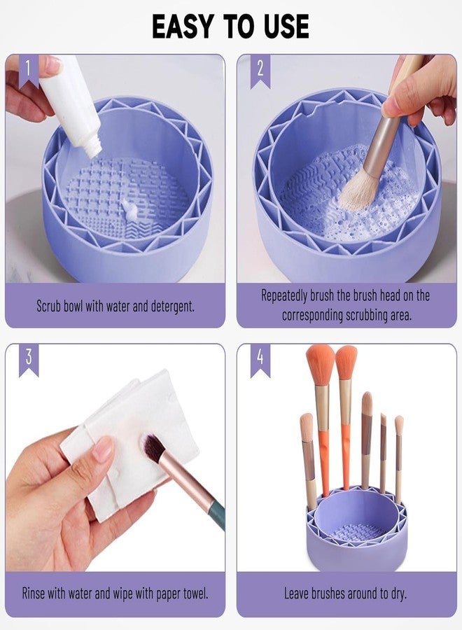 Prostuff.In 1 Pcs Makeup Brush Cleaner Bowl - 4-In-1 Silicone Cleaning Tool with Textured Surface for Brushes, Sponges & Puffs - Portable Organizer & Quick-Dry Design (Multicolour) - Image 5