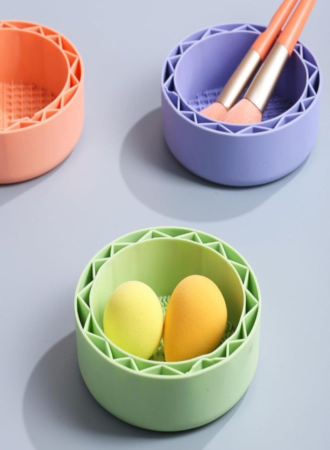 Prostuff.In 1 Pcs Makeup Brush Cleaner Bowl - 4-In-1 Silicone Cleaning Tool with Textured Surface for Brushes, Sponges & Puffs - Portable Organizer & Quick-Dry Design (Multicolour) - Image 4