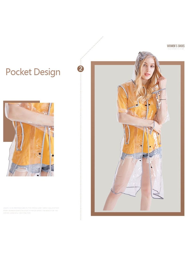 SYOSI Rain Ponchos Raincoat Fashion Reusable Eva Transparent Raincoats With Hood For Adults Clear Raincoat For Women And Men - Image 3