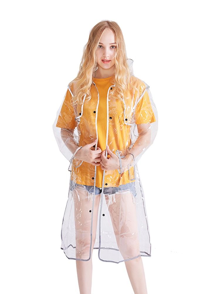 SYOSI Rain Ponchos Raincoat Fashion Reusable Eva Transparent Raincoats With Hood For Adults Clear Raincoat For Women And Men - Image 1