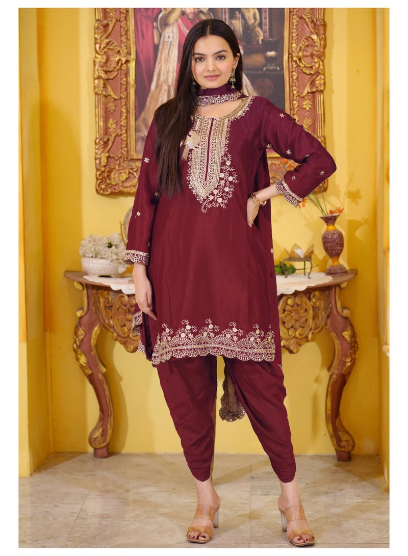 Super Asian Presenting New Designer Embroidered Chinnon Dhoti Suit with Sequence Embroidered Work  - Image 1