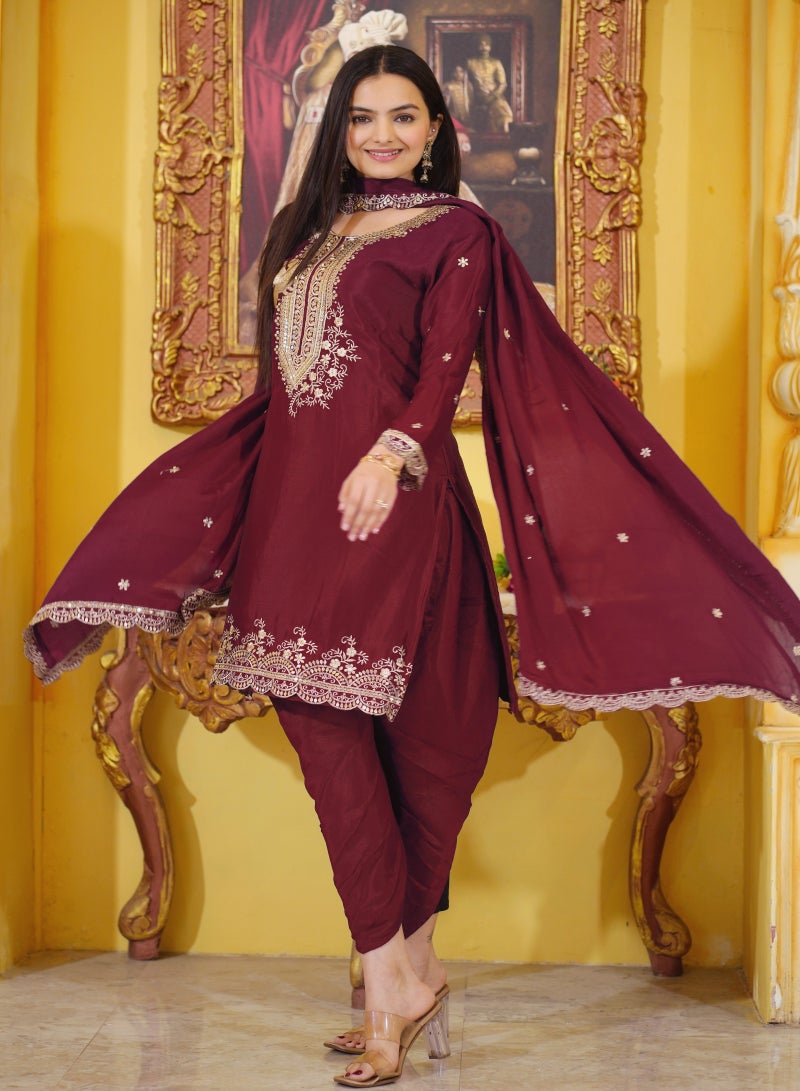 Super Asian Presenting New Designer Embroidered Chinnon Dhoti Suit with Sequence Embroidered Work  - Image 2