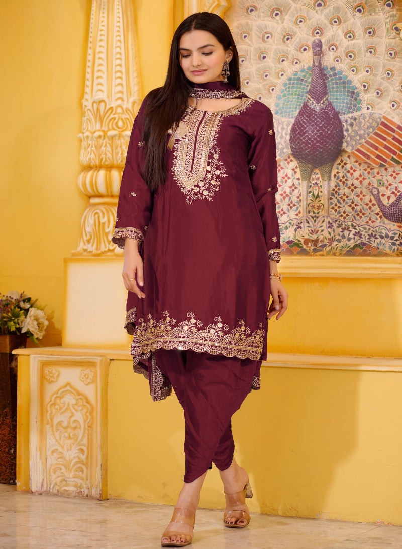 Super Asian Presenting New Designer Embroidered Chinnon Dhoti Suit with Sequence Embroidered Work  - Image 3