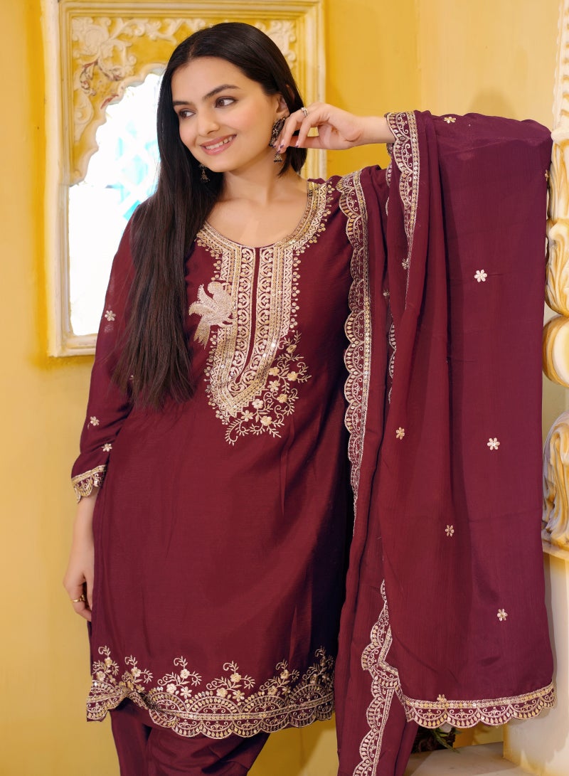 Super Asian Presenting New Designer Embroidered Chinnon Dhoti Suit with Sequence Embroidered Work  - Image 4