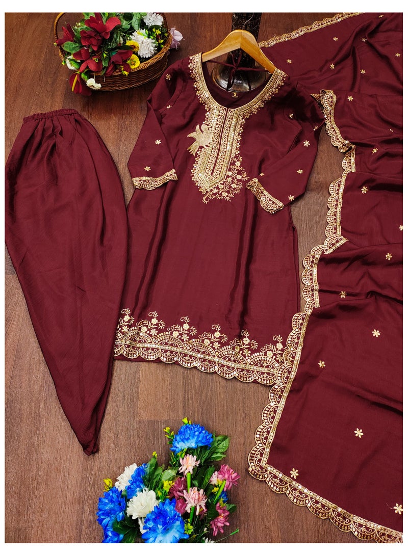 Super Asian Presenting New Designer Embroidered Chinnon Dhoti Suit with Sequence Embroidered Work  - Image 5