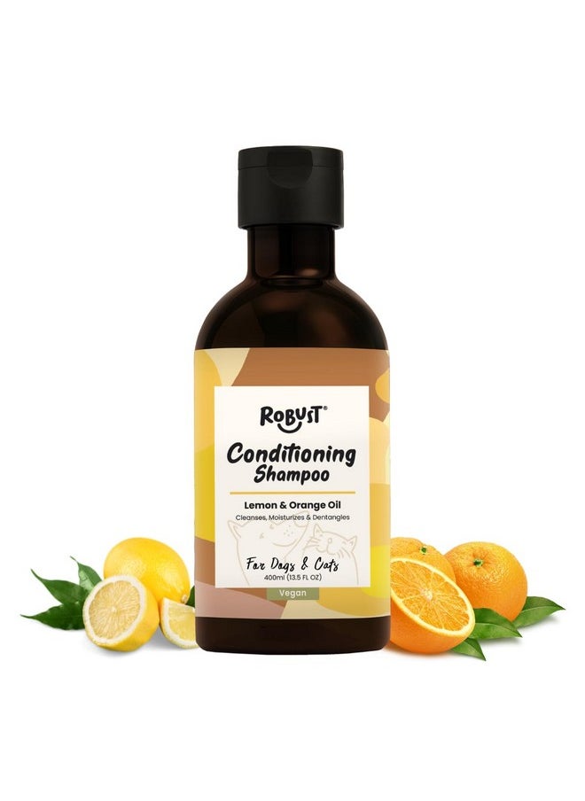 ROBUST Refreshing Vegan Conditioning Shampoo (400Ml) For Dogs & Cats With Natural Ingredients Like Lemon & Orange Oil | Cleanses, Moisturizes & Dentangles | Leaves Your Pet'S Coat Soft & Smooth | 400Ml  - Image 1
