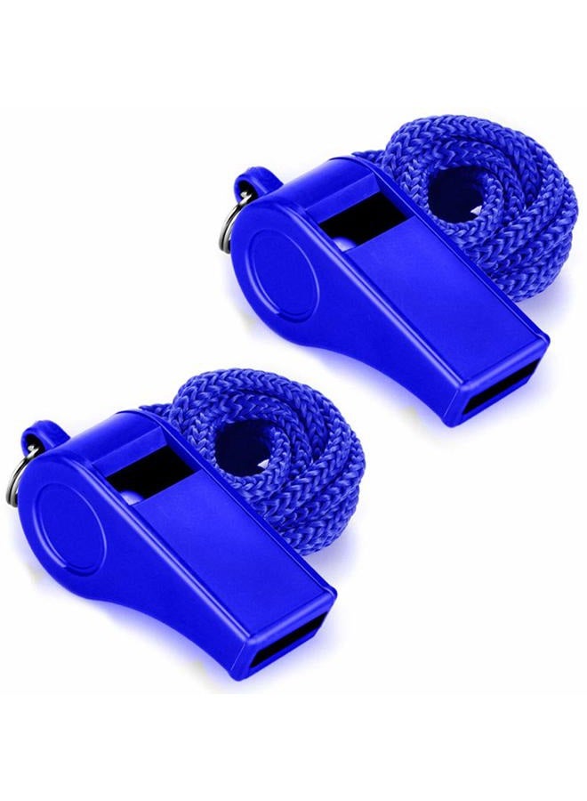 Hipat Whistle with Lanyard, 2 Packs Blue Plastic Whistles, Extra Loud Sports Whistles Great for Coach, Referee, Basketball, Lifeguard, Survival - Image 1