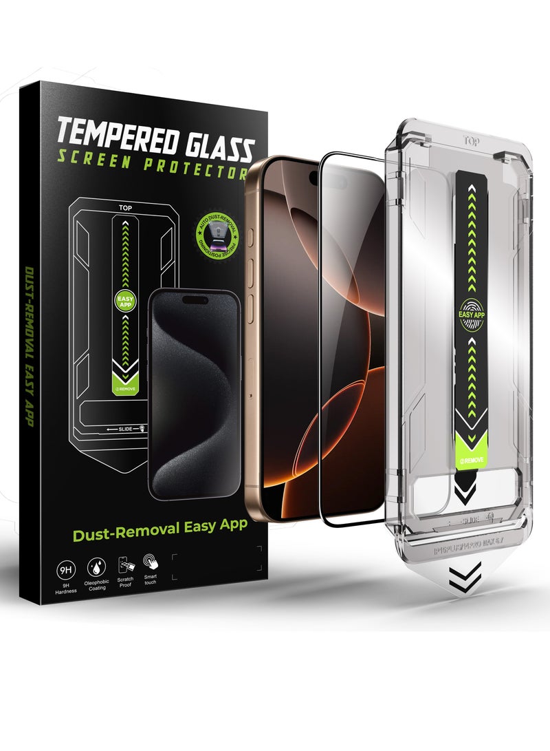 زيجفريند حماية شاشة لايفون 15 برو ماكس شفاف سهل التركيب جودة عالية، صلابة 9H، درجة أولى A++ احمِ شاشة هاتفك واقي بأعلى معايير الجودة مع لزقة زجاجية شفافة، بتصميم مخصص وتركيب فائق الدقة والسهولة، باستخدام إطار محاذاة ذكي يضمن لك تثبيتًا دقيقًا وخاليًا من الفقاعات بلمسة واحدة. مصنوعة من زجاج أساهي الياباني المقوّى، المجتاز لأعلى اختبار للصلابة بدرجة 9H، والحاصل على أعلى تصنيف للجودة A++، لتوفير حماية طويلة الأمد ووضوح عالٍ دون التأثير على استجابة اللمس. يدعم حساسية اللمس الكاملة، ومضاد لبصمات الأصابع، ويوفر شفافية فائقة ولمسًا طبيعيًا. مزود بإطار أسود أنيق. - Image 1