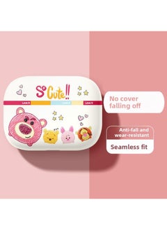 Strawberry Bear Family Airpods Protective Case Cartoon Cute Suitable For Apple 1/2/3 Generation Bluetooth Headset Soft Case-Color:Probe Strawberry Bear-White-Model:AirpodsPRO