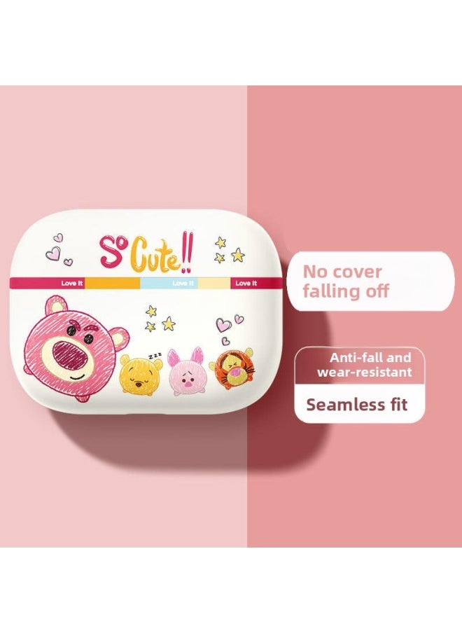 Generic - Strawberry Bear Family Airpods Protective Case Cartoon Cute Suitable For Apple 1/2/3 Generation Bluetooth Headset Soft Case-Color:Probe Strawberry Bear-White-Model:AirpodsPRO - Image 1