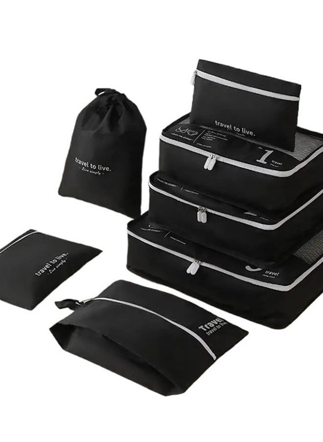 Generic Travel seven-piece storage bag travel sub-packing clothes storage bag-black  - Image 1