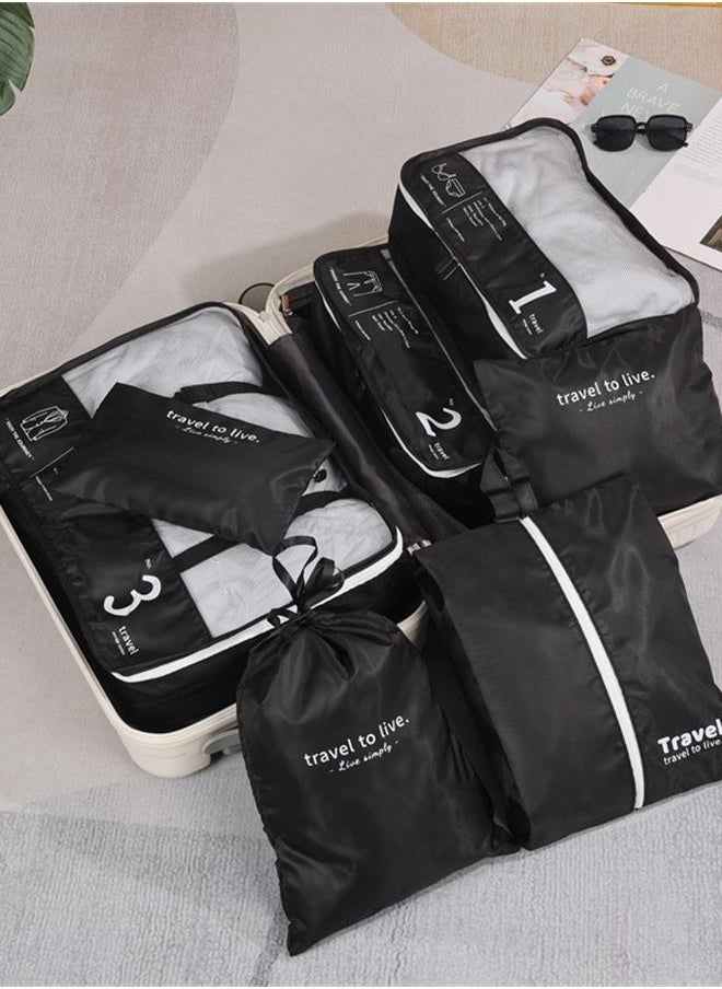 Generic Travel seven-piece storage bag travel sub-packing clothes storage bag-black  - Image 3