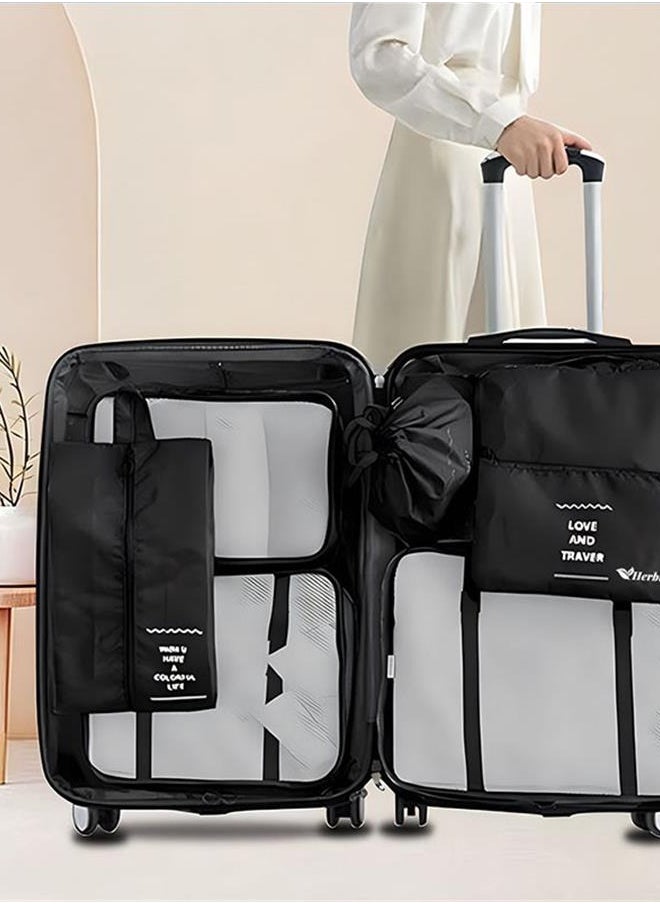 Generic Travel seven-piece storage bag travel sub-packing clothes storage bag-black  - Image 4