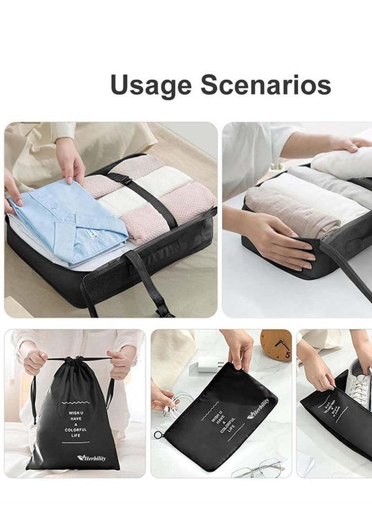 Generic Travel seven-piece storage bag travel sub-packing clothes storage bag-black  - Image 5