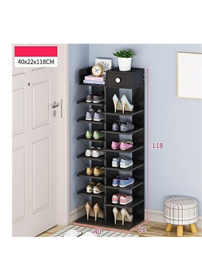 RollsTimi  8-Tier Shoe Rack Wooden Shoe Storage Shelf Organizer Shoe Organizer Shoe Shelf for Entryway Storage rack black 40x118x22cm - Image 3