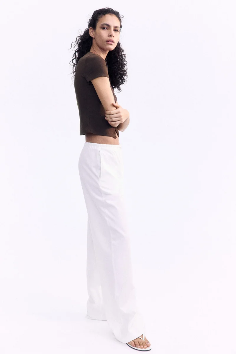 H&M Ribbed button-front T-shirt