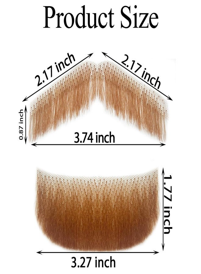 INFTOYCO Fake Beard Goatee Mustache Realistic 100% Full Hand Tied Facial Hair, False Beards Lace Invisible Goatee Beards Halloween Dressing Men Makeup Entertainment Drama Party Movie Prop (B-Brown) - Image 2