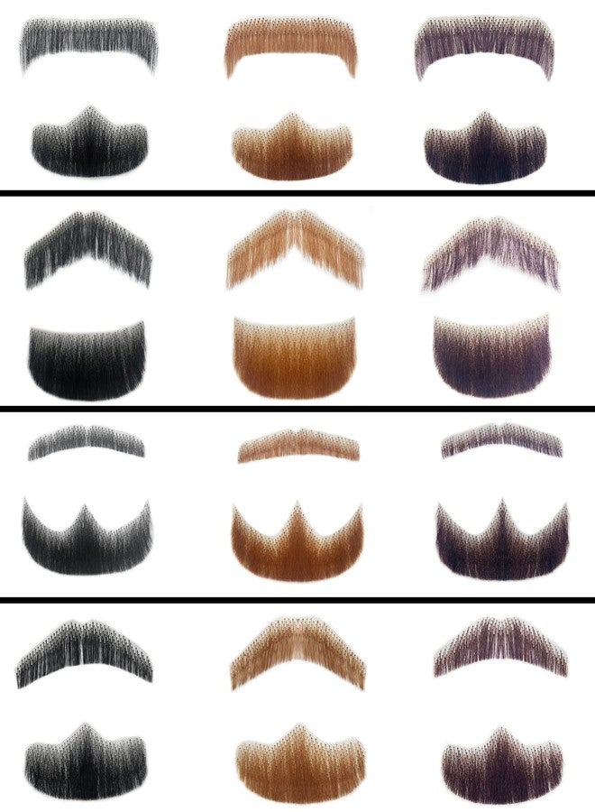INFTOYCO Fake Beard Goatee Mustache Realistic 100% Full Hand Tied Facial Hair, False Beards Lace Invisible Goatee Beards Halloween Dressing Men Makeup Entertainment Drama Party Movie Prop (B-Brown) - Image 5