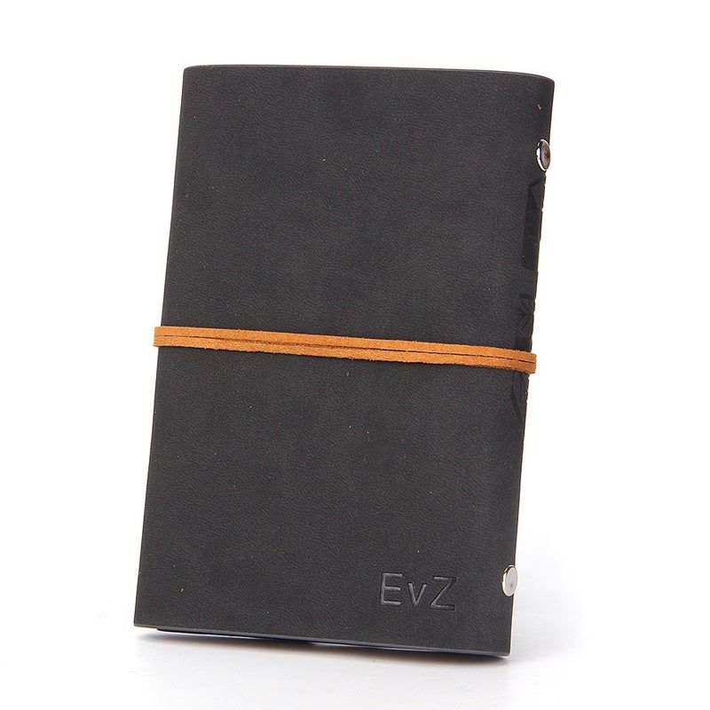 EvZ 7 Inches Vintage Black PU Leather Cover Loose Leaf Blank Notebook Journal Diary Gift - Image 2