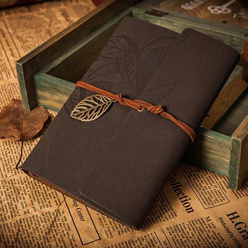 EvZ 7 Inches Vintage Black PU Leather Cover Loose Leaf Blank Notebook Journal Diary Gift - Image 3