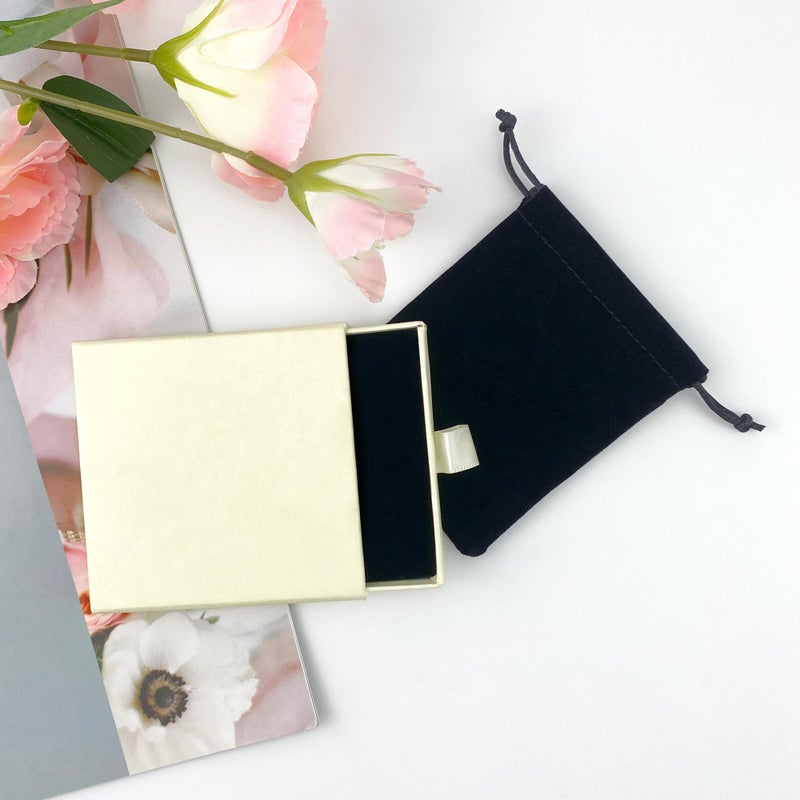 Quacc Small Jewelry Gift Box and Velvet Bag, Necklace Bracelet Earring Cardboard Organizer Square Jewellery Gift Box Pendent Storage Case for Birthday Xmas Christmas Wrapping (Beige) - Image 4