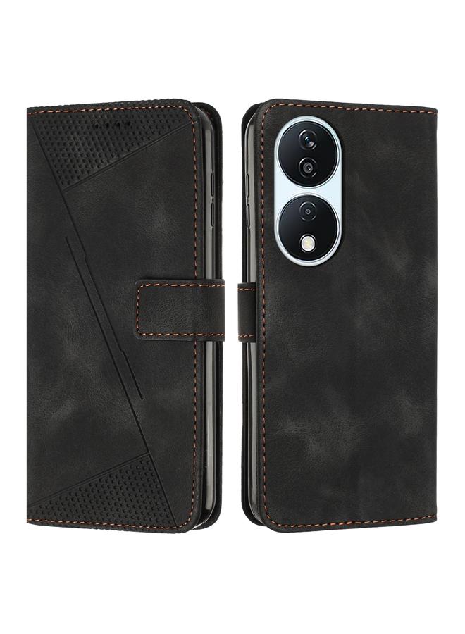 Green Tiger Case For Honor X7b Dream Triangle Leather Phone Case with Lanyard - Image 1