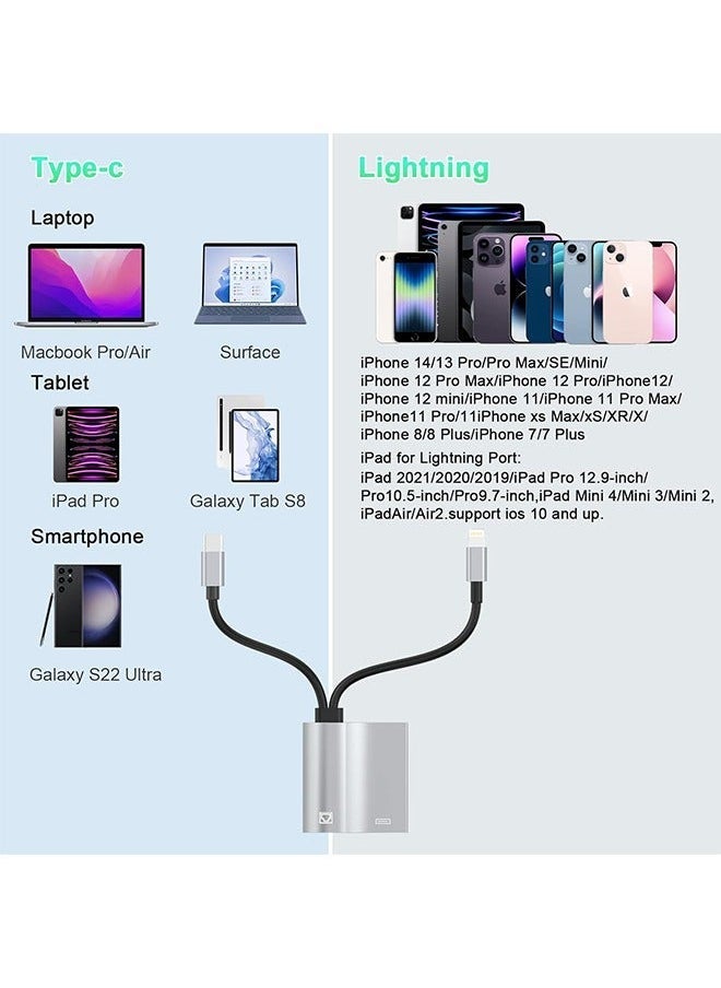 AOLION 2-IN-1 Lightning/USB Type-C to Ethernet Adapter RJ45 10/100 LAN Network Adapter with Charge Port for iPhone 14 13/iPad/Pod MacBook Pro/Air Samsung S20 Note 8/9 Galaxy Tablet Dell  - Image 4