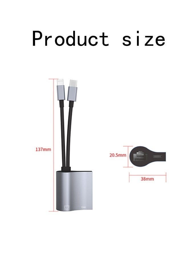 AOLION 2-IN-1 Lightning/USB Type-C to Ethernet Adapter RJ45 10/100 LAN Network Adapter with Charge Port for iPhone 14 13/iPad/Pod MacBook Pro/Air Samsung S20 Note 8/9 Galaxy Tablet Dell  - Image 2