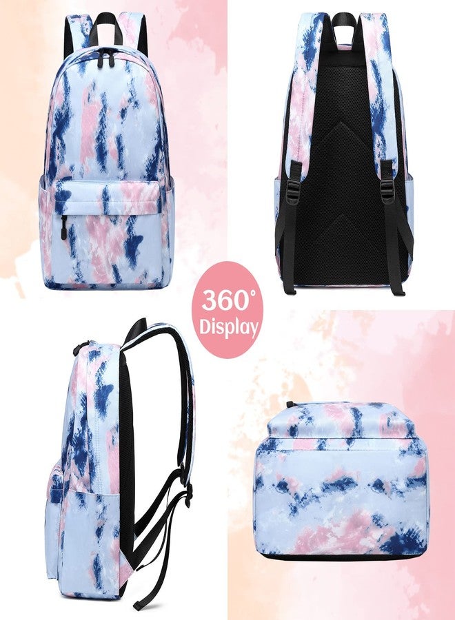 Lohol Tie dye School Backpack with Lunch Box, Lightweight BookBag Set for Girls Kids ï¼ˆBlueï¼‰, With Lunch Bag-tie Dye Blue, Medium, Daypack Backpacks - Image 3