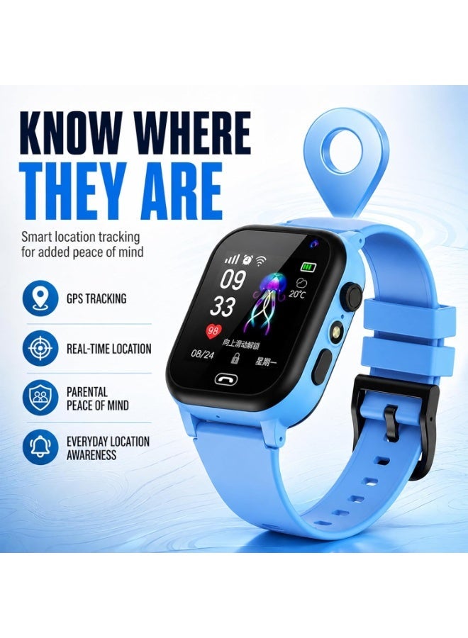 Hope Kids Smart Watch with SIM Card Calling, GPS Tracker, Camera & Touchscreen - Blue - Image 2