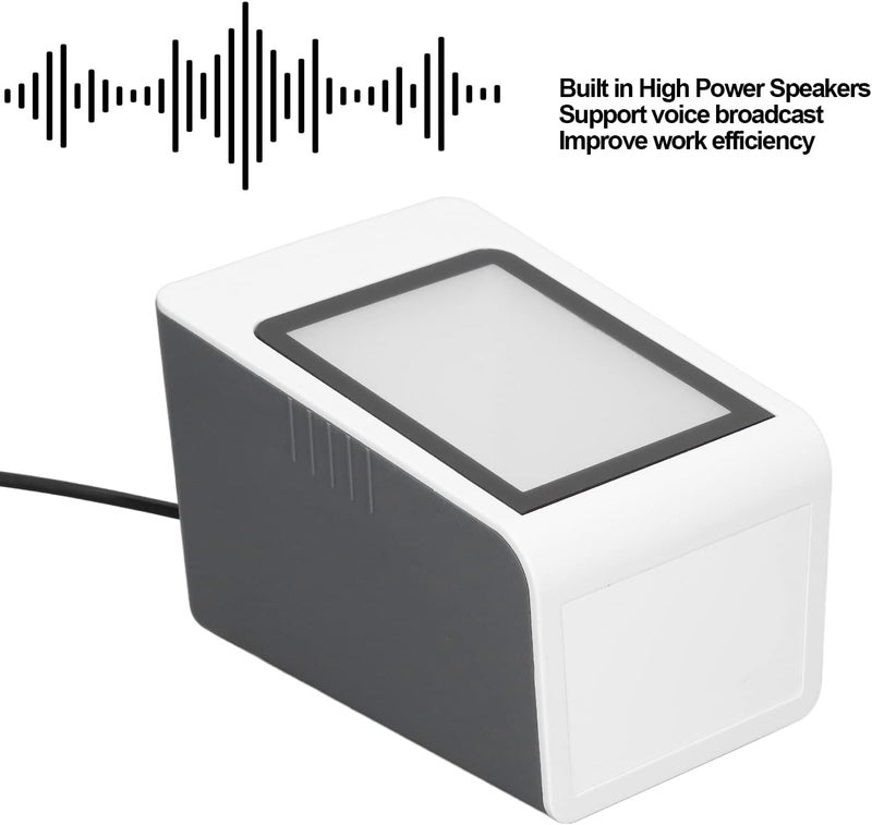 Desktop Barcode Scanner with Voice Prompts and Auto Identification - Hands Free USB Wired QR Code Reader Compatible with PC and POS Machine - Plug and Play Hardware - Image 2