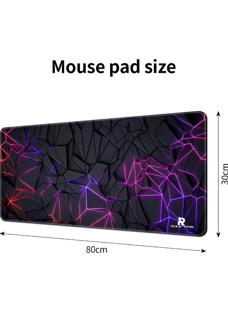 Rock Pow - Large Mouse Pad Extended Gaming Mouse Pad Non-Slip Rubber Base Mouse pad Office Desk Mat Desk Pad Smooth Cloth Surface Keyboard Mouse Pads for Computers (800 * 300 * 3mm) - Image 1