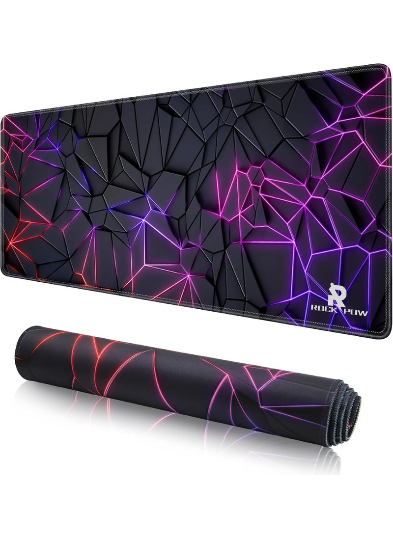 Rock Pow - Large Mouse Pad Extended Gaming Mouse Pad Non-Slip Rubber Base Mouse pad Office Desk Mat Desk Pad Smooth Cloth Surface Keyboard Mouse Pads for Computers (800 * 300 * 3mm) - Image 1