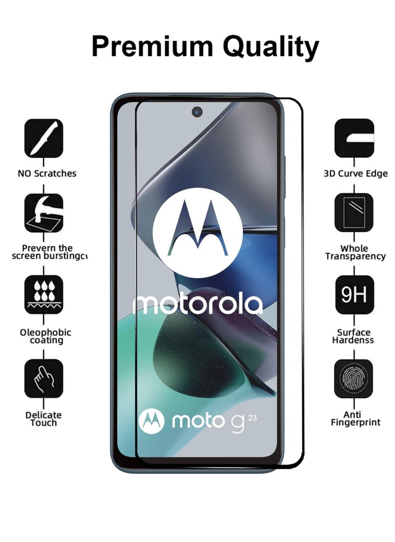 For Motorola Moto G23 Screen Protector – Premium Edge to Edge Tempered Glass, High Transparency, Delicate Touch, Anti-Explosion, Smooth Arc Edges, Easy Installation