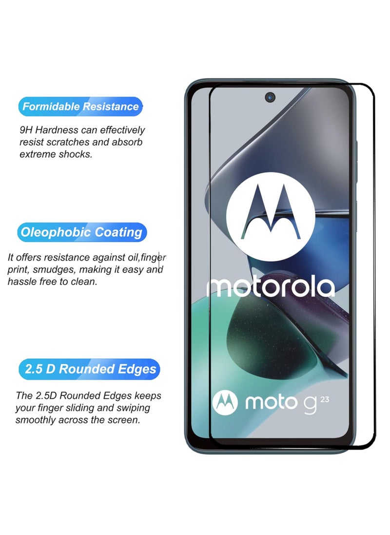 For Motorola Moto G23 Screen Protector – Premium Edge to Edge Tempered Glass, High Transparency, Delicate Touch, Anti-Explosion, Smooth Arc Edges, Easy Installation