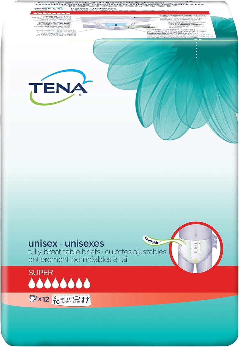Tena Tena Incontinence Briefs, Super, XLarge 12 Count, Package may vary. 