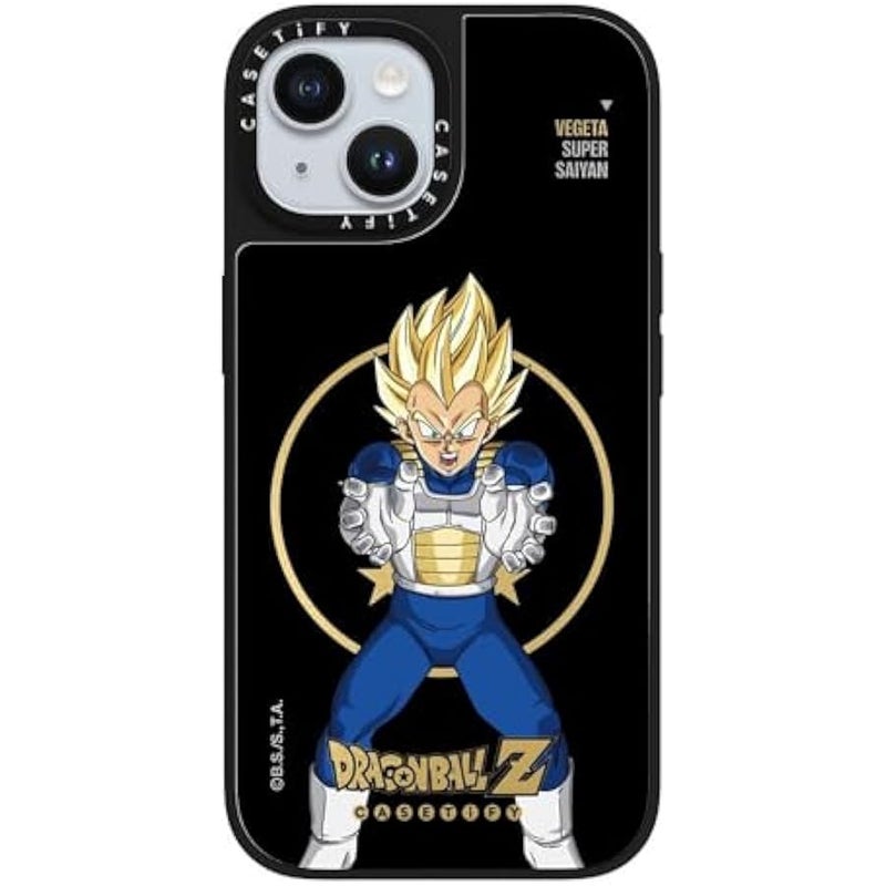 Casetify Mirror iPhone 15 Case 【Dragon Ball Colab/Reflective / 4.9ft Drop Protection/Magsafe】 - Super Saiyan Vegeta - Silver on Black - Image 4