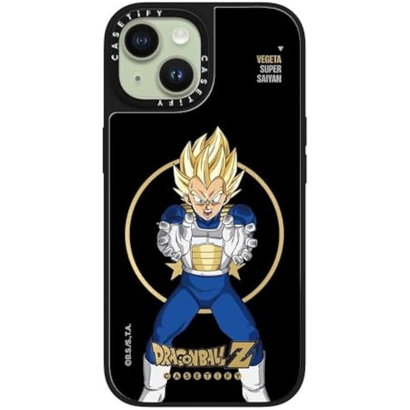 Casetify Mirror iPhone 15 Case 【Dragon Ball Colab/Reflective / 4.9ft Drop Protection/Magsafe】 - Super Saiyan Vegeta - Silver on Black - Image 3