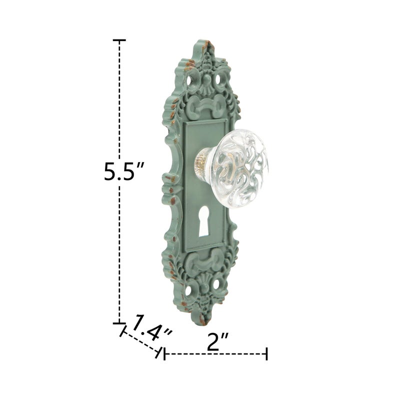 SOFFEE DESIGN 2pcs Vintage Cabinet Knob Dresser Drawer Pulls, Distressed Closet Handles with Clear Resin Knob, Door Knobs for Cupboard, Kitchen Furniture - Matte Green - Image 5