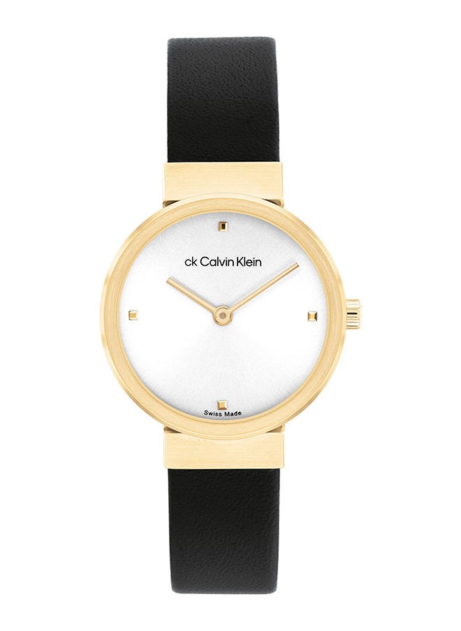 CALVIN KLEIN Women's Analog Round Leather Wrist Watch 25000045 - 28 mm  - Image 1