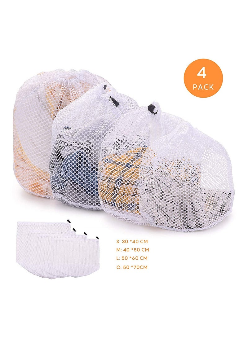SYOSI 4PCS Mesh Laundry Bags Laundry Net Bag Drawstring Reusable Durable Washing Net Bag for Clothes Underwear Delicates Socks Baby Clothes Bra Shoes Knitted Garments - Image 4