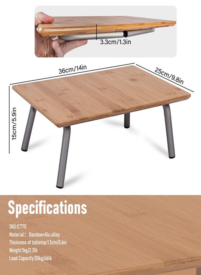 iClimb Light Small Folding Bamboo Table for Beach Camping Picnic Tray Table - Image 3