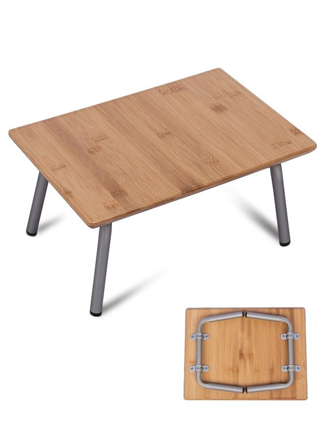 iClimb Light Small Folding Bamboo Table for Beach Camping Picnic Tray Table - Image 1