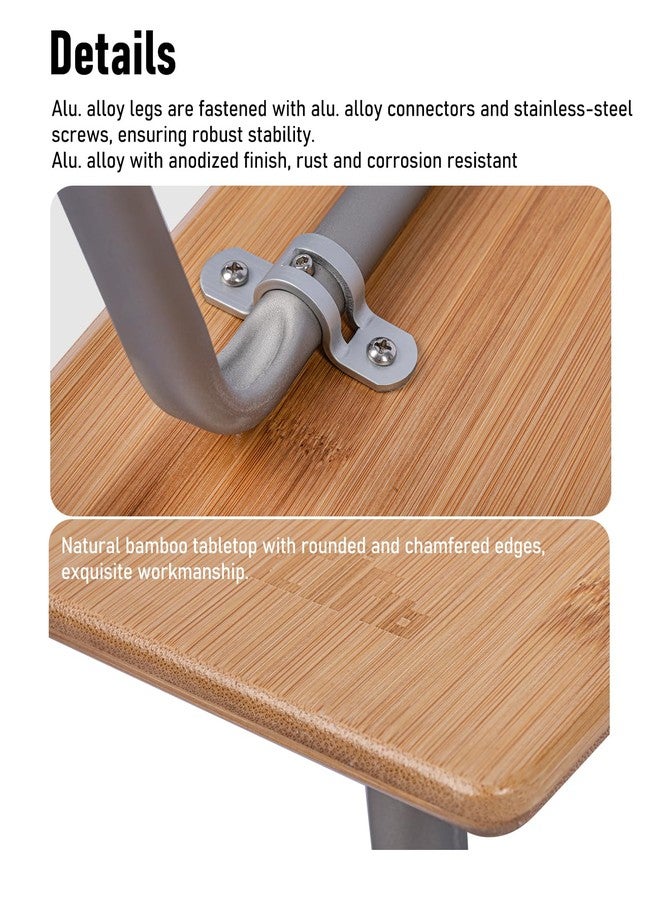 iClimb Light Small Folding Bamboo Table for Beach Camping Picnic Tray Table - Image 5