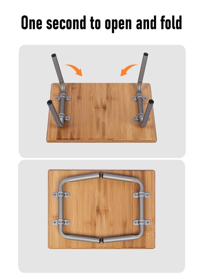 iClimb Light Small Folding Bamboo Table for Beach Camping Picnic Tray Table - Image 4